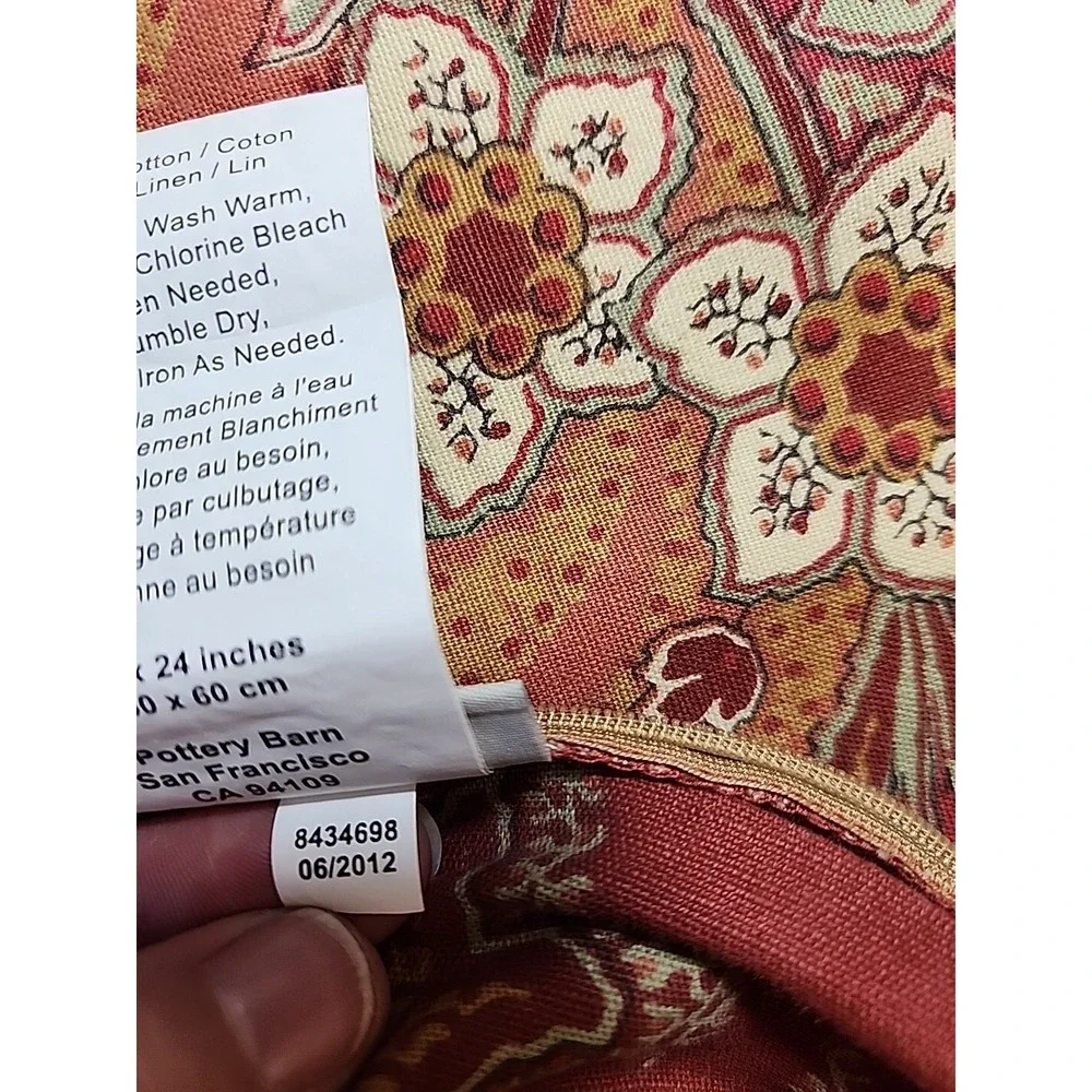 Pottery Barn Madeline Palampore Euro Sham 24x24 Linen Blend NWOT Floral‎